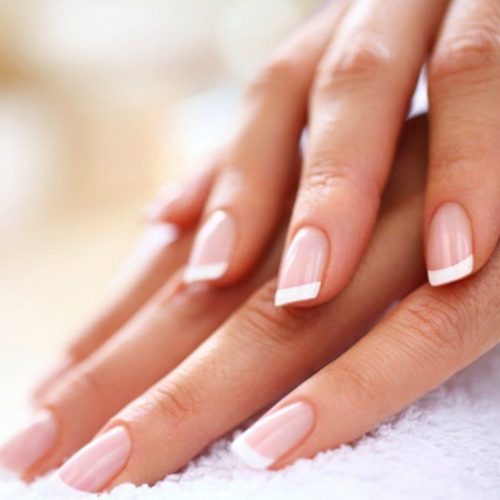 Pictured is the lady's french nails. Nail shaping course