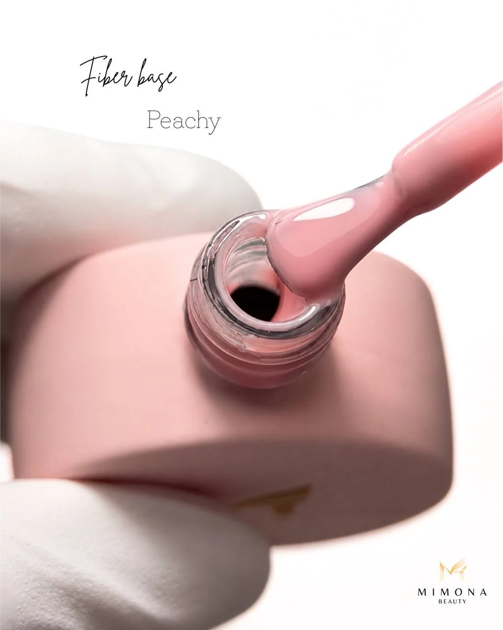 Mimona Peachy Fiber Base 12ml professional peach-toned fibre-reinforced strengthening base gel