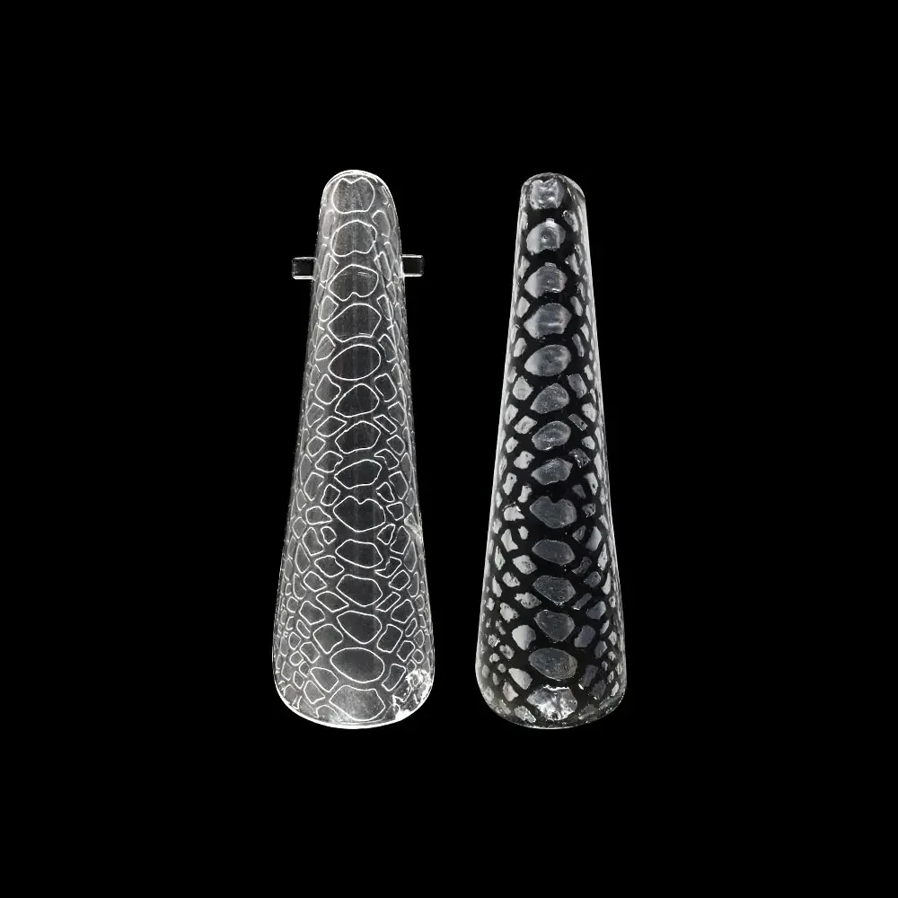 Smart Ballerina Snake 3D Tips with textured snakeskin nail art design