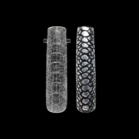 Square Snake Nail Tips by Mimona – 3D snake nail tips with textured snakeskin pattern and square shape